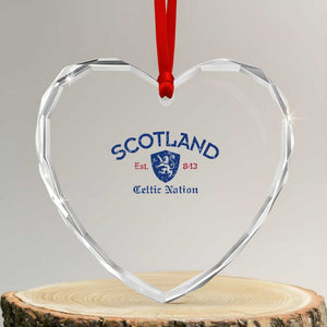 Scotland Celtic Nation Est 843 Heart Crystal Glass Ornament Lion Rampant Shield Patriotic Scottish Heritage