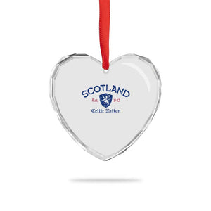 Scotland Celtic Nation Est 843 Heart Crystal Glass Ornament Lion Rampant Shield Patriotic Scottish Heritage