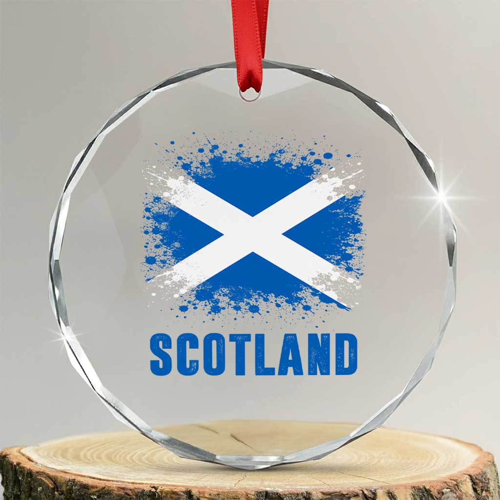 Scotland Crystal Glass Ornament Retro Vintage Watercolors Sport Scottish Flag SCOT TS10 Transparent Glass 3'' Circle Print Your Wear