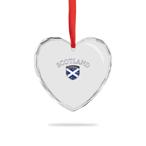 Scotland Football Distressed Shield Saltire Flag Heart Crystal Glass Ornament Game Day Sports Soccer Fans