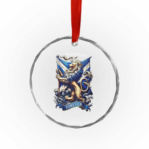 Scotland Forever Majestic Lion Rampant Holding Saltire Flag With Thistles Graphic Crystal Glass Ornament
