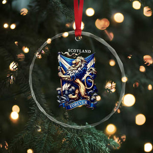 Scotland Forever Majestic Lion Rampant Holding Saltire Flag With Thistles Graphic Crystal Glass Ornament