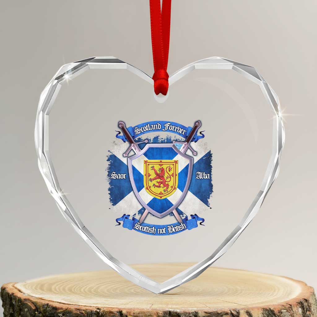 Scotland Forever Saor Alba Scottish Not British Heart Crystal Glass Ornament Scottish Pride TS11 Transparent Glass 3'' Heart Print Your Wear