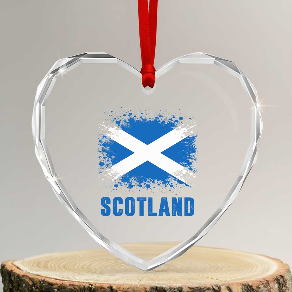 Scotland Heart Crystal Glass Ornament Retro Vintage Watercolors Sport Scottish Flag SCOT TS10 Transparent Glass 3'' Heart Print Your Wear