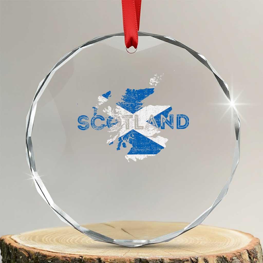 Scotland Map Saltire Flag Scottish Heritage Crystal Glass Ornament Vintage Country Pride TS02 Transparent Glass 3'' Circle Print Your Wear