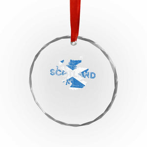 Scotland Map Saltire Flag Scottish Heritage Crystal Glass Ornament Vintage Country Pride