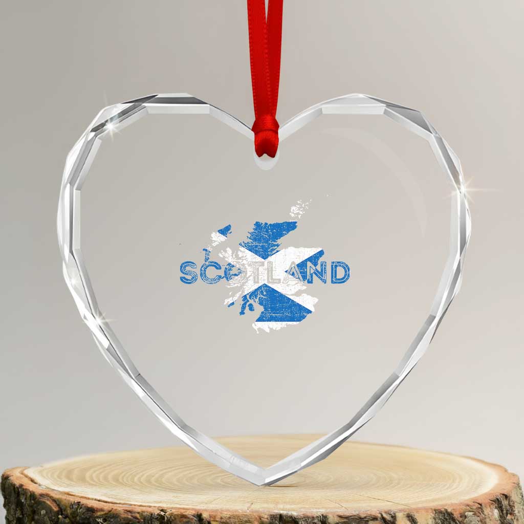 Scotland Map Saltire Flag Scottish Heritage Heart Crystal Glass Ornament Vintage Country Pride