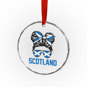 Scotland Messy Bun Hair Saltire Flag Ribbon Bow Crystal Glass Ornament Scottish Pride for Girls Women TS02 Print Your Wear