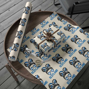 Scotland Messy Bun Hair Saltire Flag Ribbon Bow Wrapping Paper Roll Scottish Pride for Girls Women