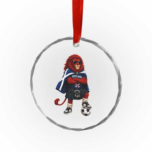 Scotland Rampant Lion Soccer Fan Crystal Glass Ornament Scottish Pride Red Lion in Kilt with Sunglasses Football