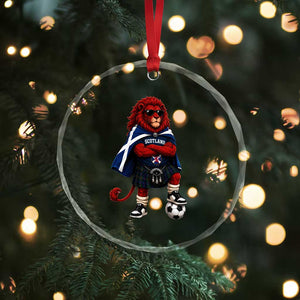 Scotland Rampant Lion Soccer Fan Crystal Glass Ornament Scottish Pride Red Lion in Kilt with Sunglasses Football