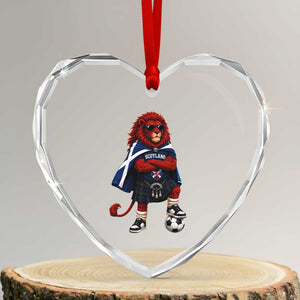 Scotland Rampant Lion Soccer Fan Heart Crystal Glass Ornament Scottish Pride Red Lion in Kilt with Sunglasses Football