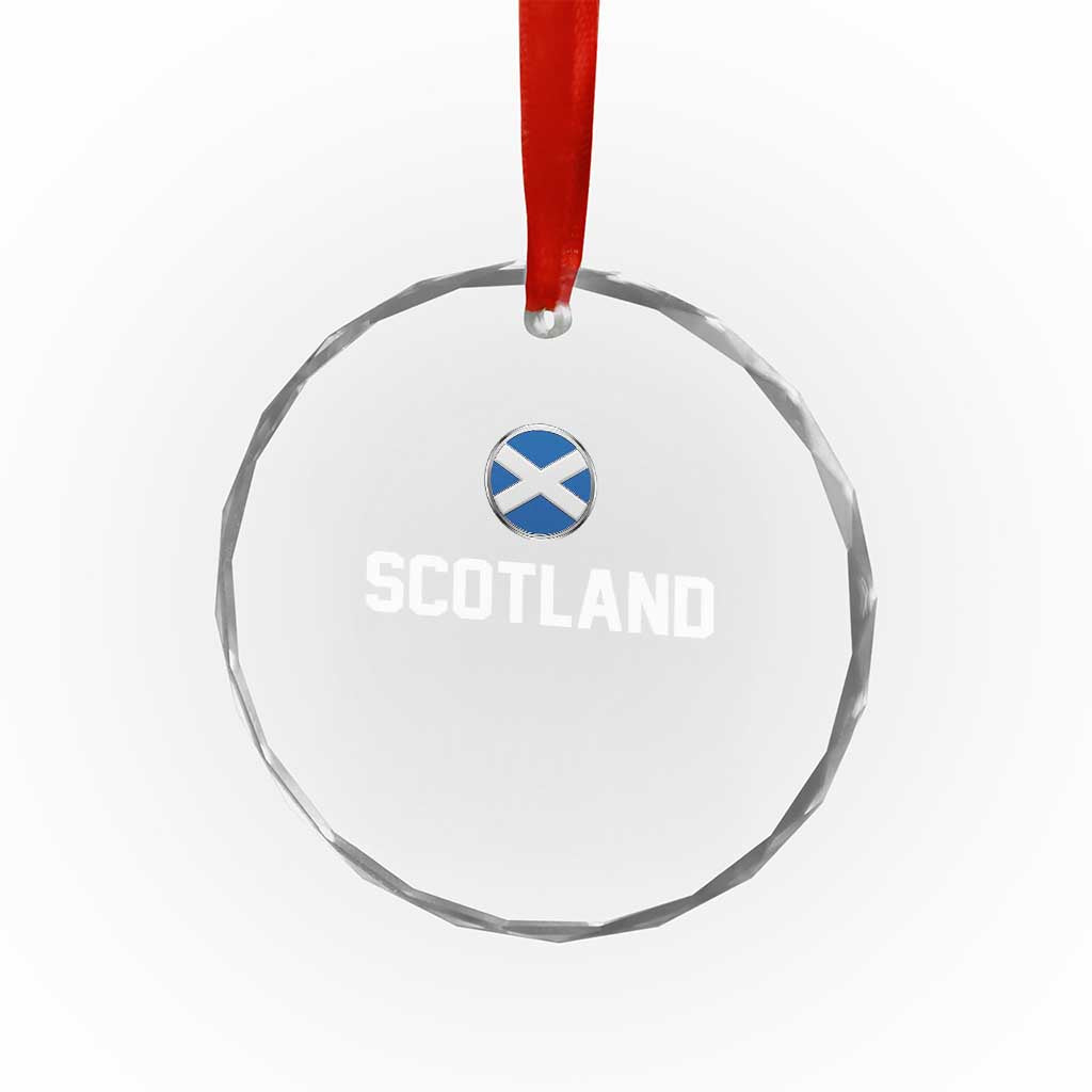 Scotland Round Saltire Flag Emblem Crystal Glass Ornament Classic Varsity Typography Sports Fans TS02 Print Your Wear