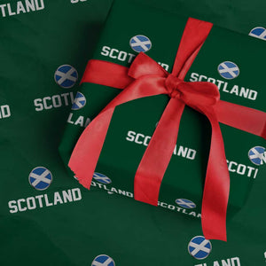 Scotland Round Saltire Flag Emblem Wrapping Paper Roll Classic Varsity Typography Sports Fans