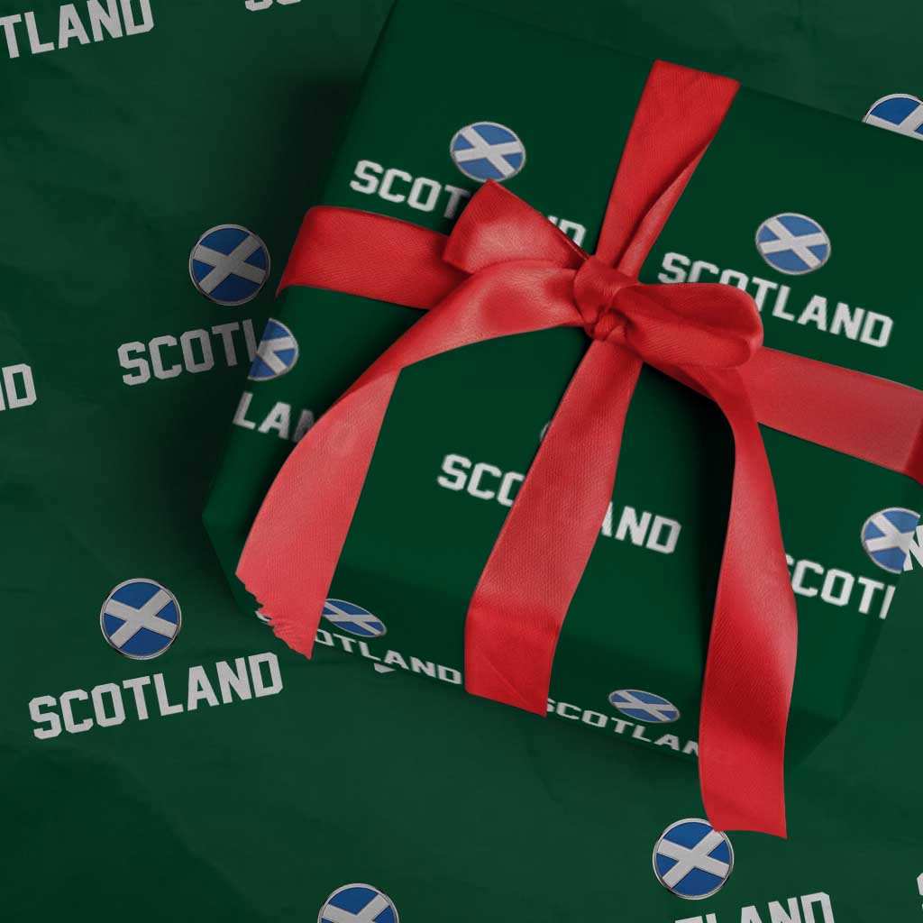 Scotland Round Saltire Flag Emblem Wrapping Paper Roll Classic Varsity Typography Sports Fans TS02 Green Print Your Wear