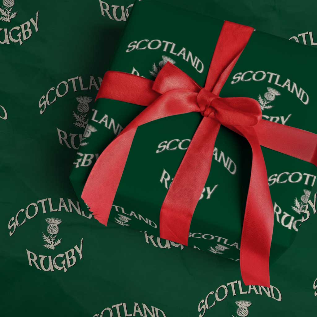 Scotland Rugby Distressed Vintage Traditional Thistle Wrapping Paper Roll Sports Fan Game Day TS02 Green Print Your Wear
