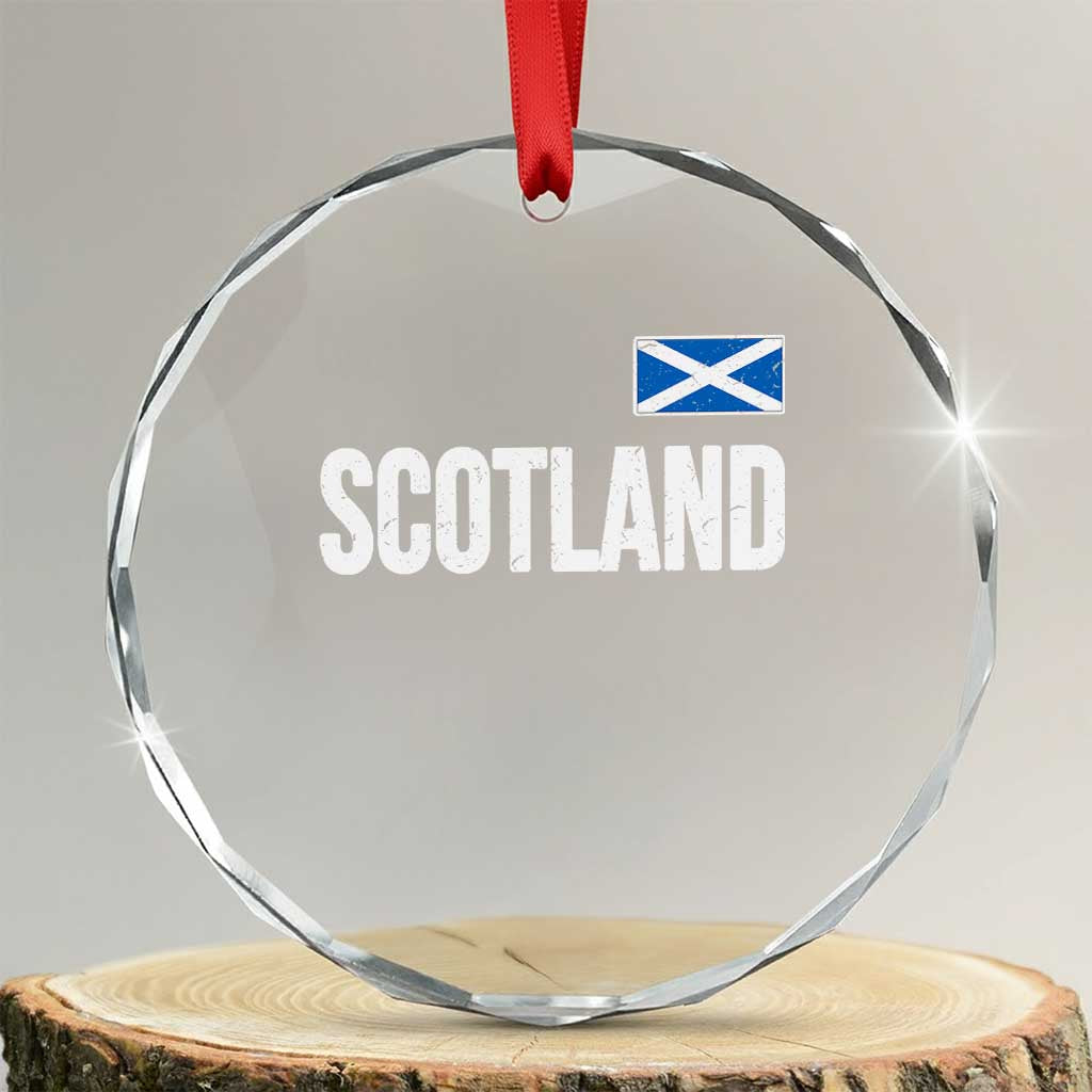 Scotland Saltire Flag Minimalist Athletic College Style Crystal Glass Ornament TS02 Transparent Glass 3'' Circle Print Your Wear