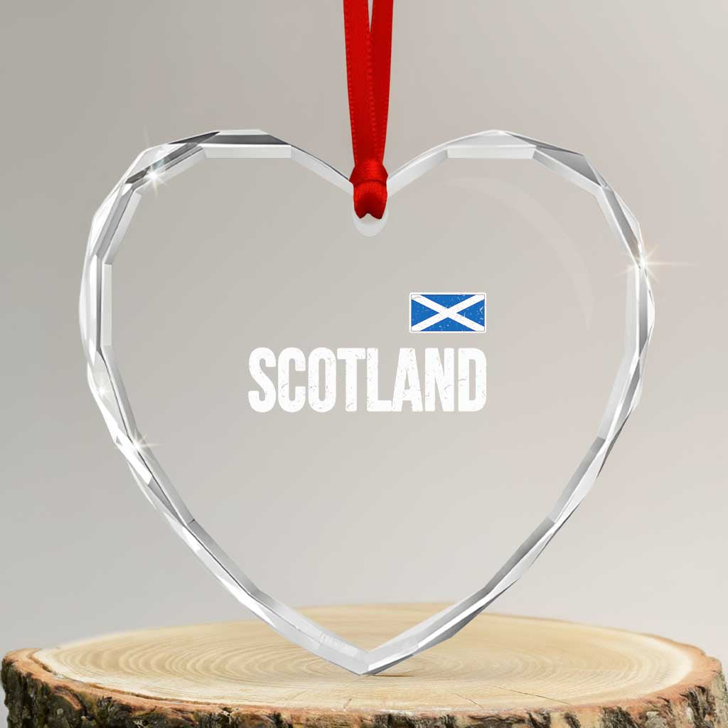 Scotland Saltire Flag Minimalist Athletic College Style Heart Crystal Glass Ornament