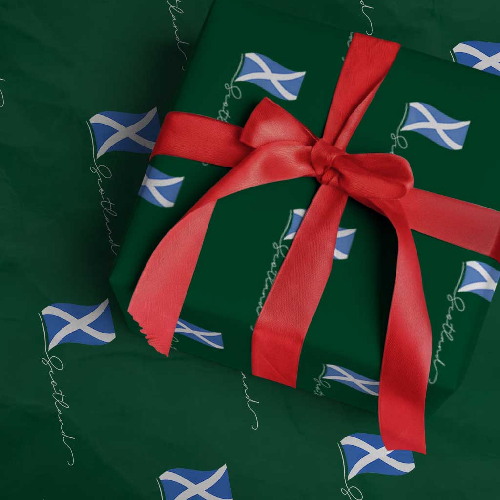 Scotland Saltire Waving Flag Wrapping Paper Roll Minimalist Scottish Heritage Pride
