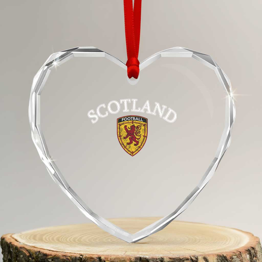 Scotland Soccer Heart Crystal Glass Ornament Scottish Rampant Lion Scotland Coat of Arms Banner Football Fan