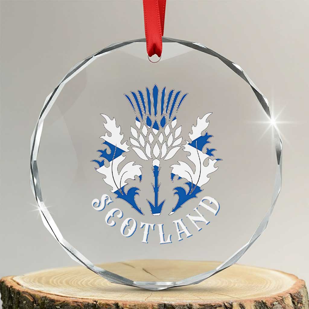 Scotland Thistle Floral Emblem Crystal Glass Ornament Stylized Gothic Heraldry Scottish Heritage Pride TS02 Transparent Glass 3'' Circle Print Your Wear