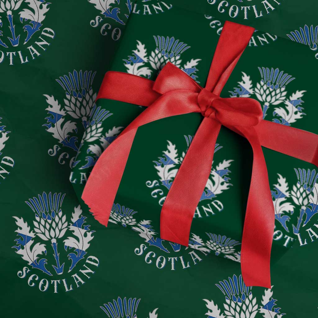 Scotland Thistle Floral Emblem Wrapping Paper Roll Stylized Gothic Heraldry Scottish Heritage Pride TS02 Green Print Your Wear
