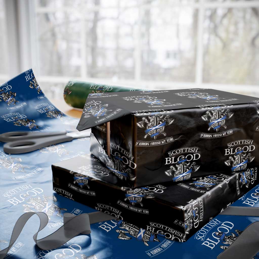 Scottish Blood Running Through My Veins Wrapping Paper Roll Viking Axe and Sword Heritage TS02 Black Print Your Wear
