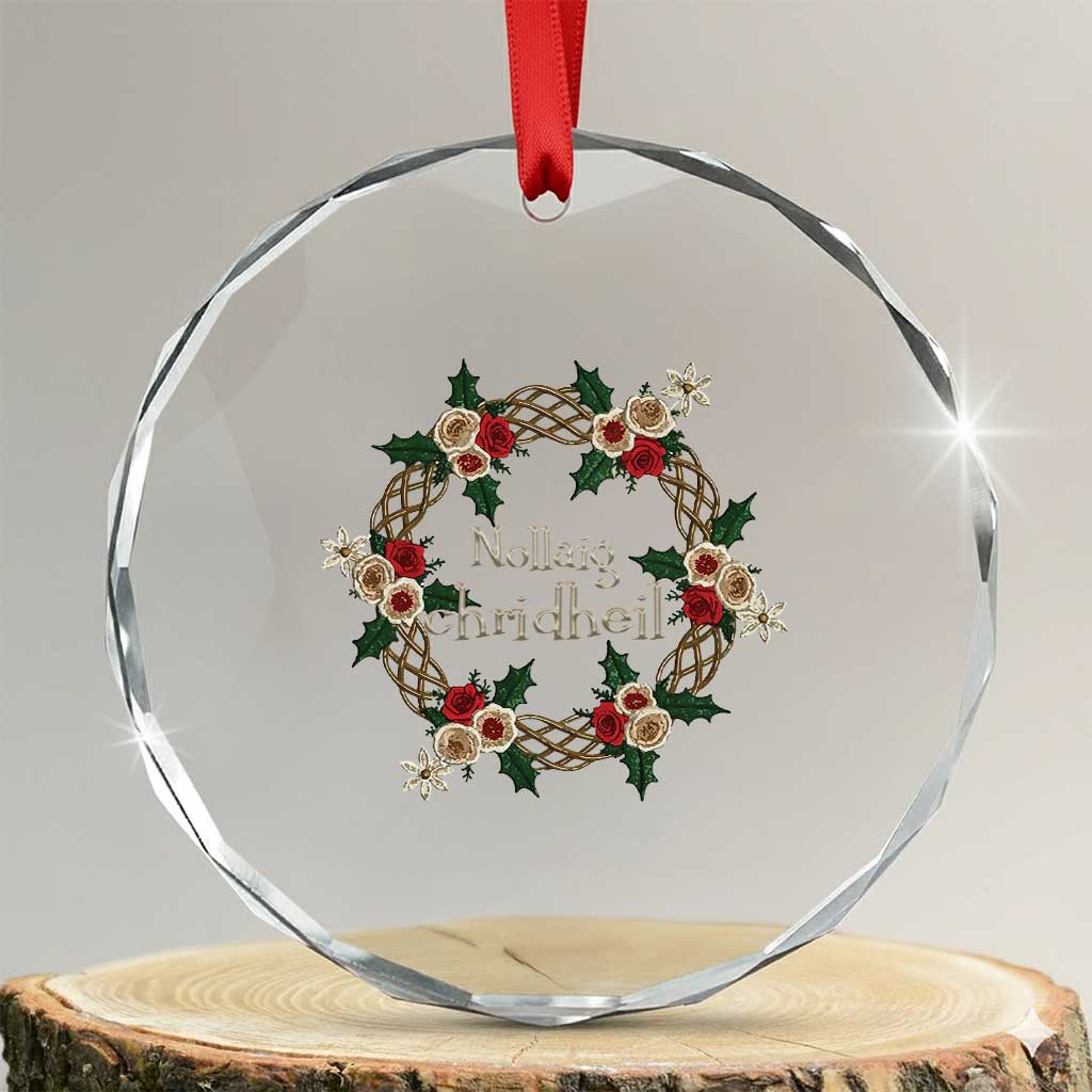 Scottish Celtic Xmas Nollaig Chridheil Crystal Glass Ornament Xmas Wreath TS11 Transparent Glass 3'' Circle Print Your Wear