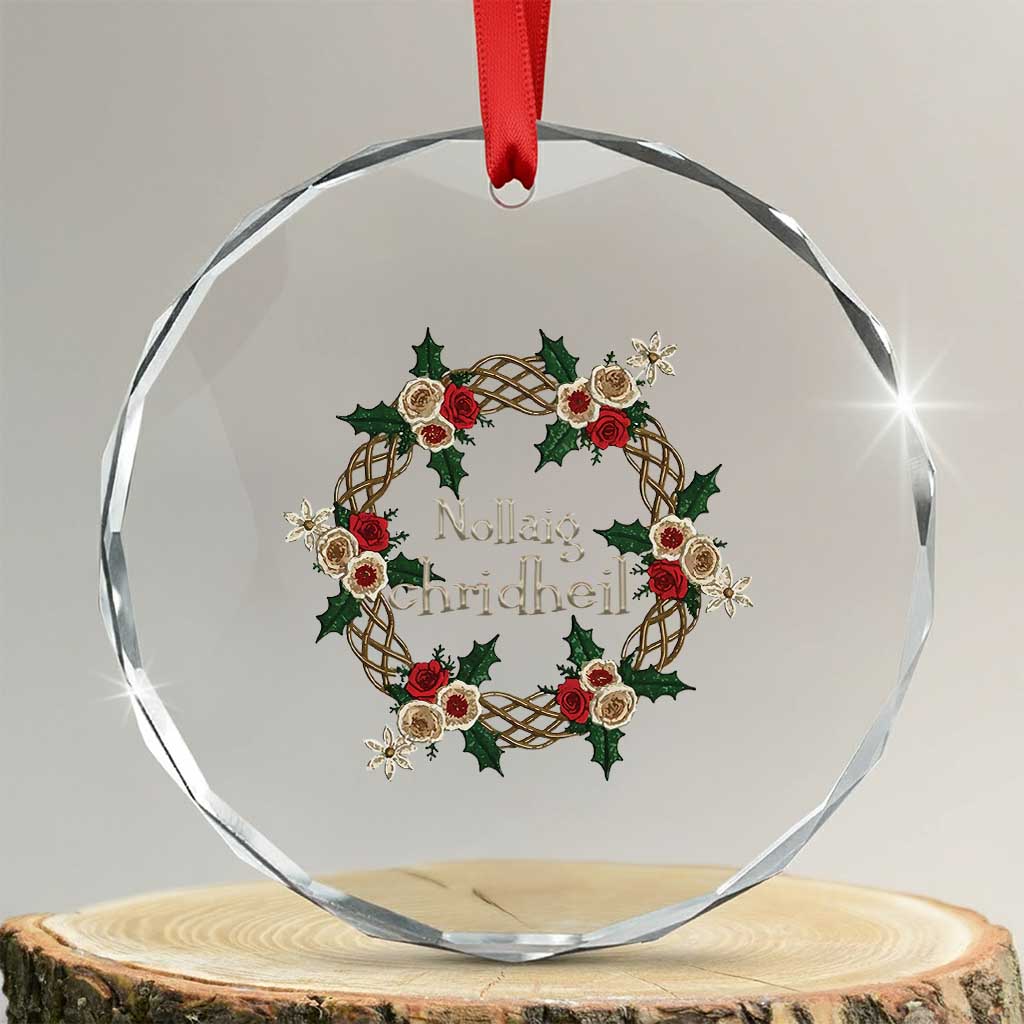 Scottish Celtic Xmas Nollaig Chridheil Crystal Glass Ornament Xmas Wreath TS11 Transparent Glass 3'' Circle Print Your Wear