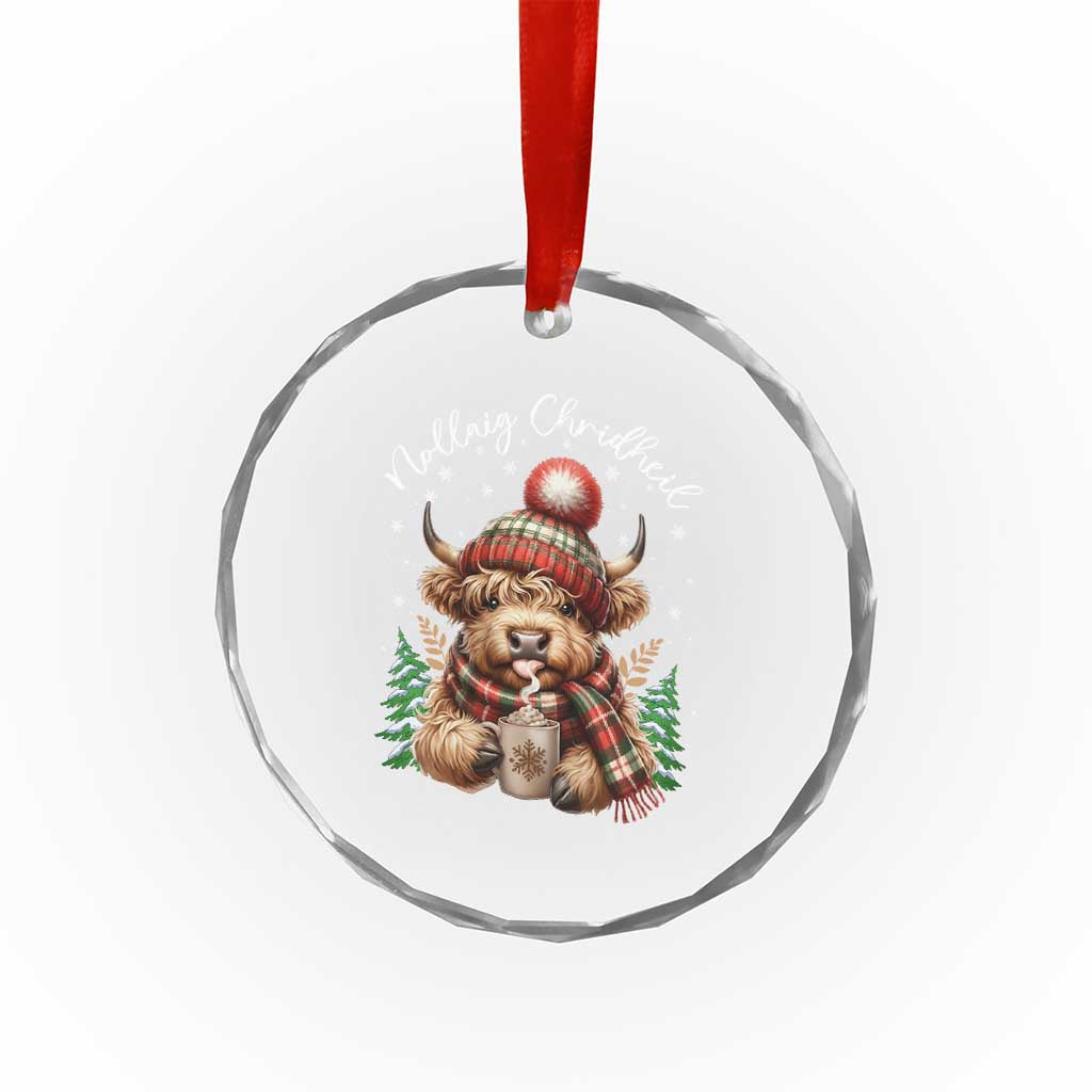 Scottish Christmas Crystal Glass Ornament Nollaig Chridheil Gaelic Xmas Higland Cow TS11 Print Your Wear