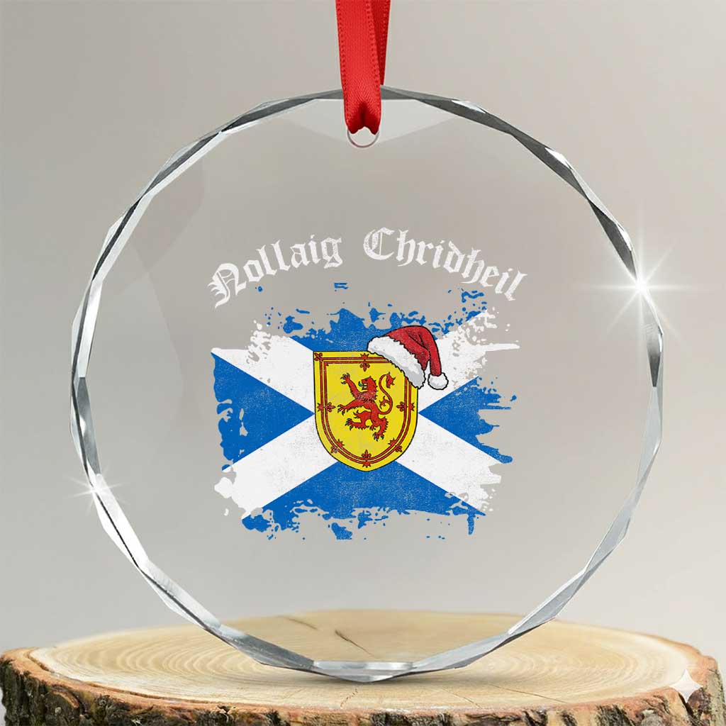 Scottish Christmas Crystal Glass Ornament Nollaig Chridheil Gaelic Xmas Scotland Lion Rampant TS11 Transparent Glass 3'' Circle Print Your Wear