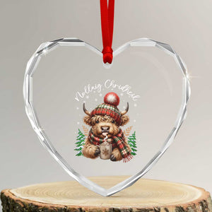 Scottish Christmas Heart Crystal Glass Ornament Nollaig Chridheil Gaelic Xmas Higland Cow TS11 Transparent Glass 3'' Heart Print Your Wear