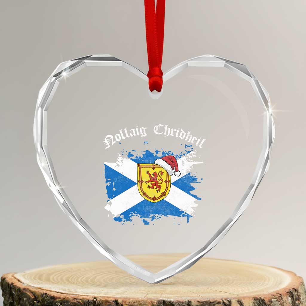 Scottish Christmas Heart Crystal Glass Ornament Nollaig Chridheil Gaelic Xmas Scotland Lion Rampant TS11 Transparent Glass 3'' Heart Print Your Wear