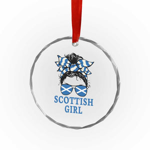 Scottish Girl Messy Bun Hair Saltire Flag Ribbon Bow Crystal Glass Ornament Scotland Pride for Girls Women TS02 Print Your Wear