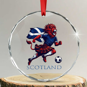 Scottish Lion Football Crystal Glass Ornament Brave Lion in Kilt with Flag Cape Pride TS02 Transparent Glass 3'' Circle Print Your Wear