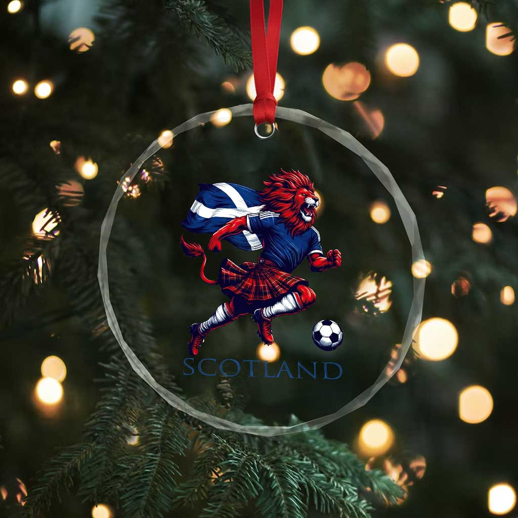 Scottish Lion Football Crystal Glass Ornament Brave Lion in Kilt with Flag Cape Pride TS02 Print Your Wear
