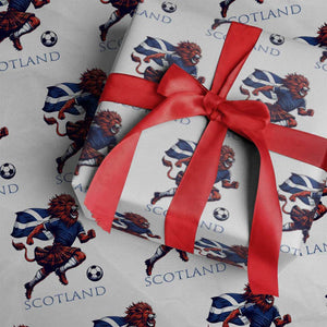 Scottish Lion Football Wrapping Paper Roll Brave Lion in Kilt with Flag Cape Pride TS02 White Print Your Wear