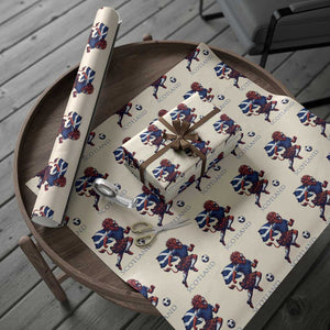 Scottish Lion Football Wrapping Paper Roll Brave Lion in Kilt with Flag Cape Pride TS02 Beige Print Your Wear