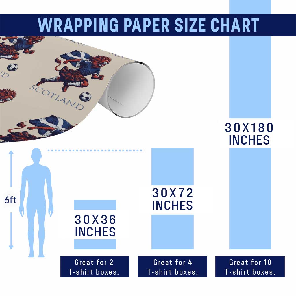 Scottish Lion Football Wrapping Paper Roll Brave Lion in Kilt with Flag Cape Pride TS02 Print Your Wear