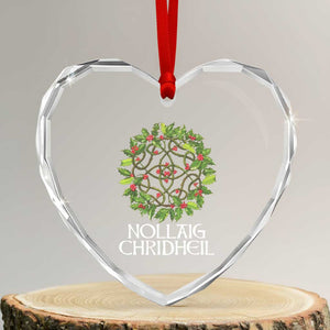 Scottish Merry Christmas Heart Crystal Glass Ornament Nollaig Chridhel Celtic Xmas Mistletoe TS11 Transparent Glass 3'' Heart Print Your Wear