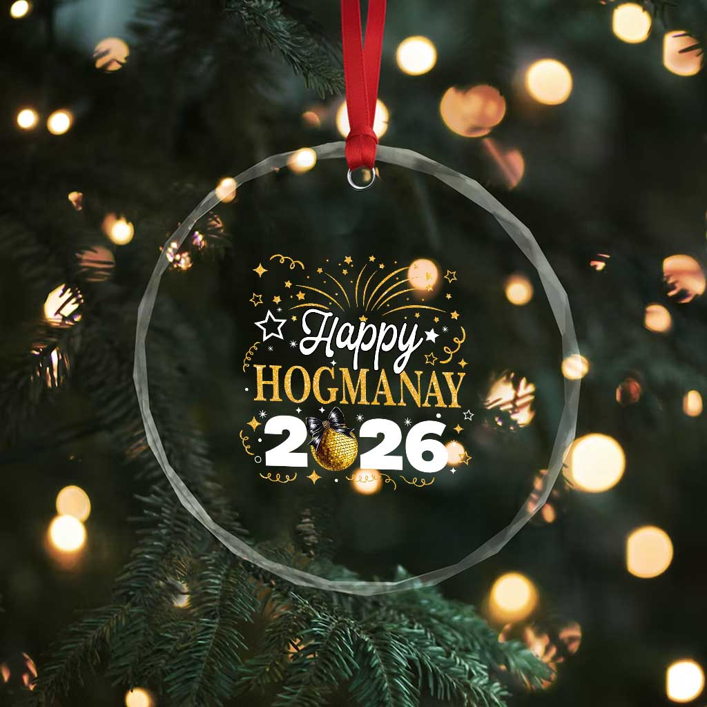 Scottish New Year 2026 Crystal Glass Ornament Happy Hogmanay NYE Party Faux Glitter Effect Printed TS11 Print Your Wear