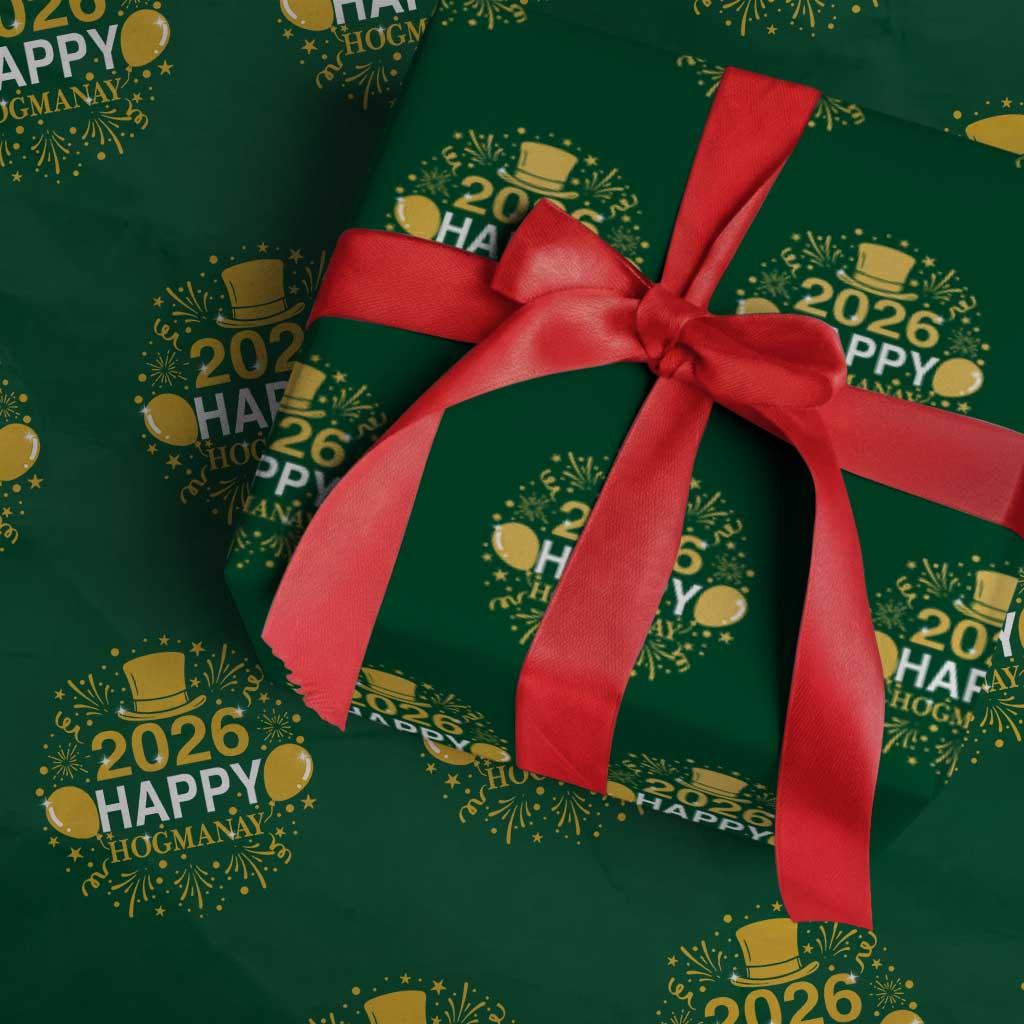Scottish New Year 2026 Wrapping Paper Roll Happy Hogmanay NYE Party TS11 Green Print Your Wear