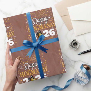 Scottish New Year 2026 Wrapping Paper Roll Happy Hogmanay NYE Party Faux Glitter Effect Printed TS11 Mocha Print Your Wear