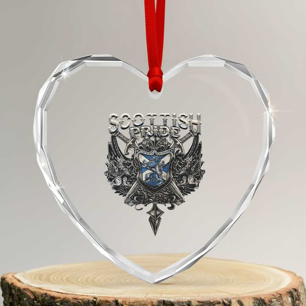 Scottish Pride Celtic Scotland Lion Rampant Heart Crystal Glass Ornament TS11 Transparent Glass 3'' Heart Print Your Wear