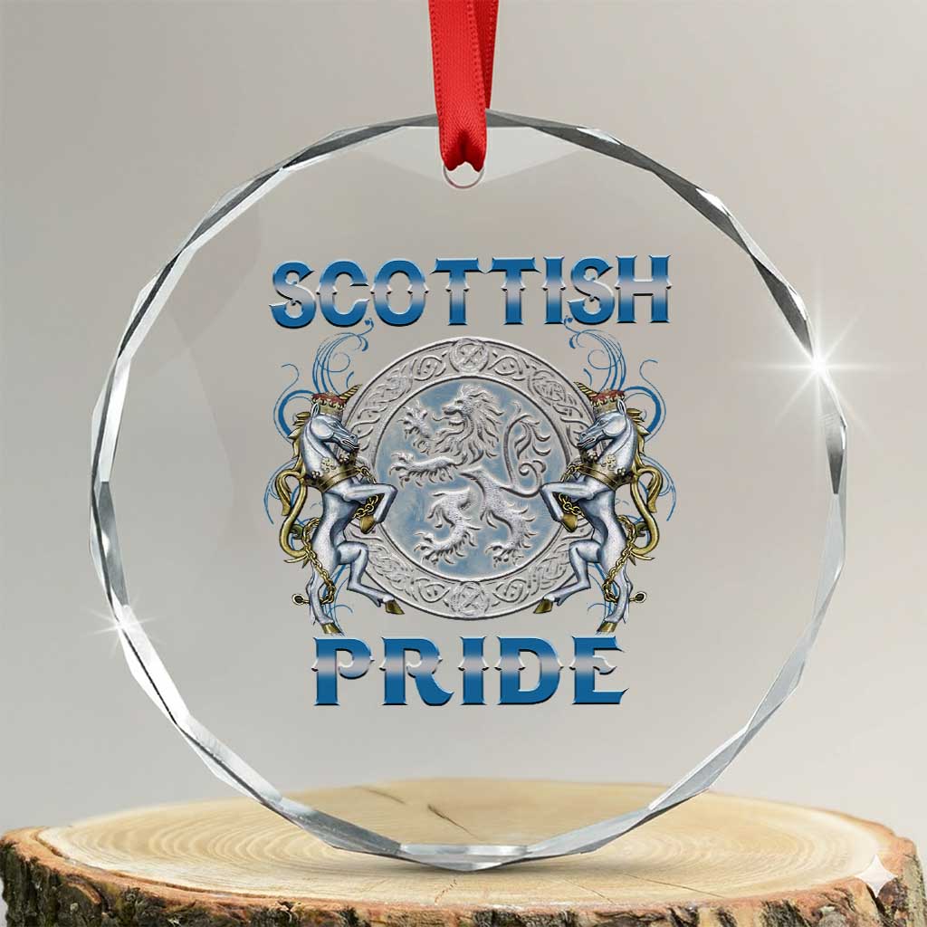Scottish Pride Crystal Glass Ornament Lion Rampant Unicorns Scottish Flag TS11 Transparent Glass 3'' Circle Print Your Wear
