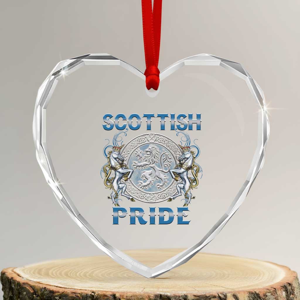 Scottish Pride Heart Crystal Glass Ornament Lion Rampant Unicorns Scottish Flag TS11 Transparent Glass 3'' Heart Print Your Wear