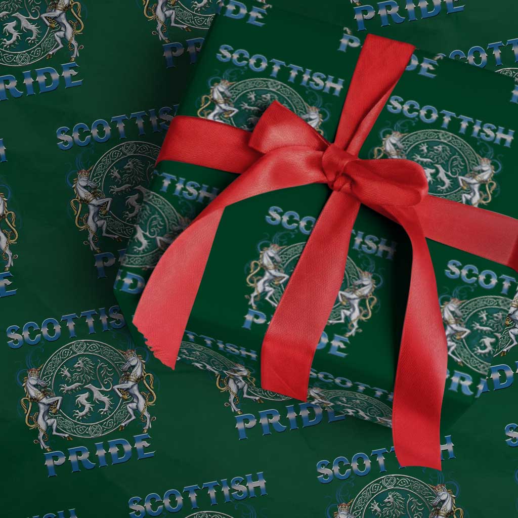 Scottish Pride Wrapping Paper Roll Lion Rampant Unicorns Scottish Flag TS11 Green Print Your Wear