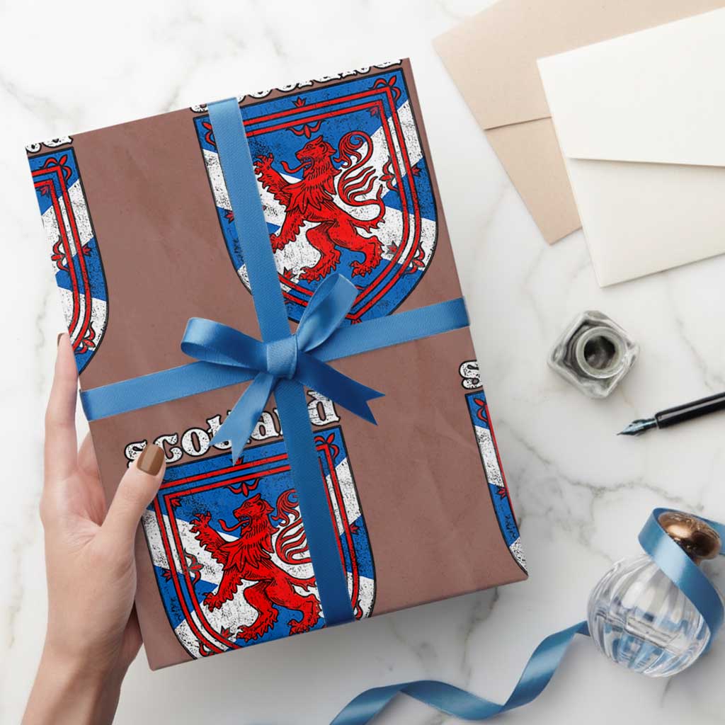 Scottish Pride Wrapping Paper Roll Scottish Rampant Lion Flag Scotland Coat of Arms TS11 Mocha Print Your Wear