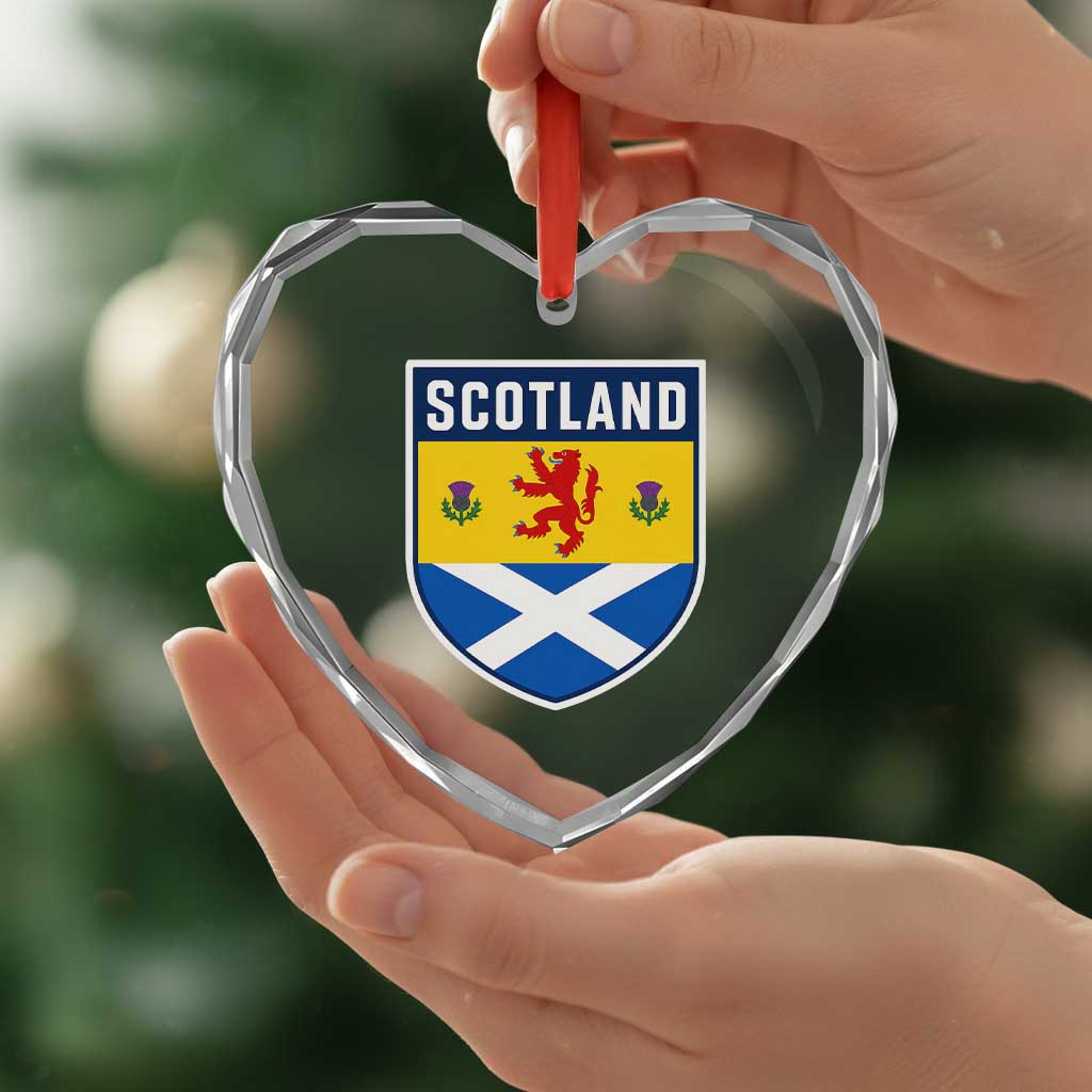 Scottish Rampant Lion Scotland Coat of Arms National Pride Heart Crystal Glass Ornament