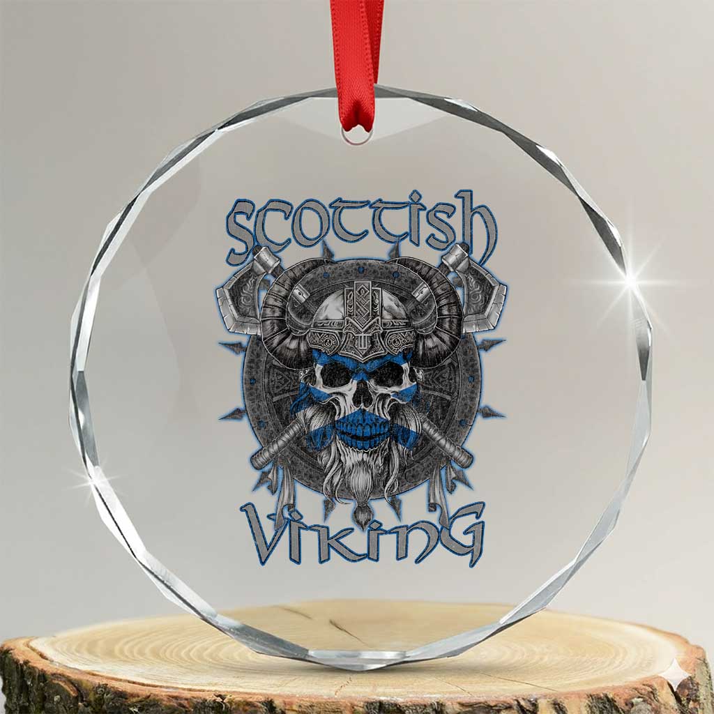 Scottish Viking Axes Celtic Knot Crystal Glass Ornament Scottish Flag TS11 Transparent Glass 3'' Circle Print Your Wear